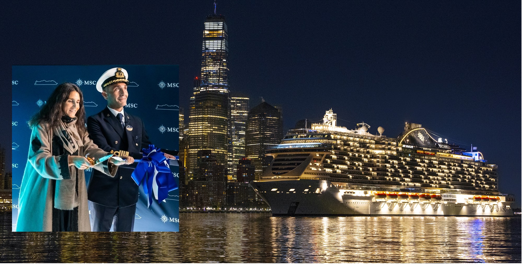 Krst MSC Seascape, Alexa Aponte-Vago a kapitán, Francesco Di Palma, Credit Ivan Sarfatti